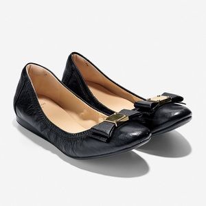 Cole Haan tali bow ballet flat black leather